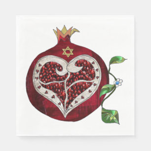 Granaatappel Hart Hanukka Rosj Hasjana servetten