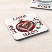 Granaatappel Hart LIEFDE Valentijn Bier Onderzetter (Linkerzijde)