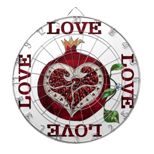 Granaatappel Hart LIEFDE Valentijn Dartbord (Voorkant)