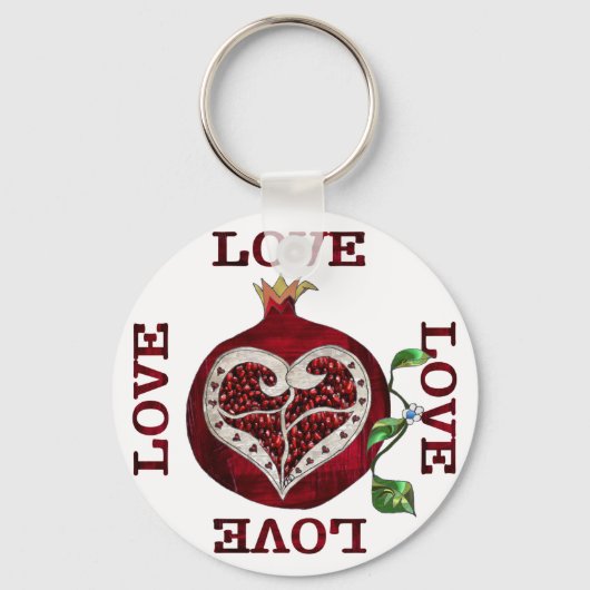 Granaatappel Hart LIEFDE Valentijn Sleutelhanger (Voorkant)