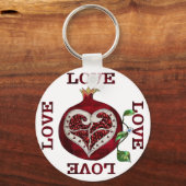 Granaatappel Hart LIEFDE Valentijn Sleutelhanger (Voorkant)