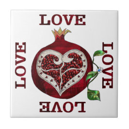Granaatappel Hart LIEFDE Valentijn Tegeltje