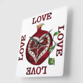 Granaatappel Hart LIEFDE Valentijn Vierkante Klok (Hoek)