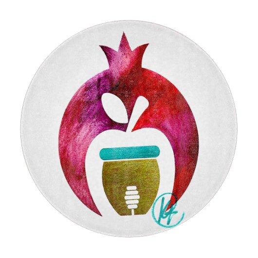 Granaatappel Honing Art Rosh Hashana Challah Snijplank (Voorkant)
