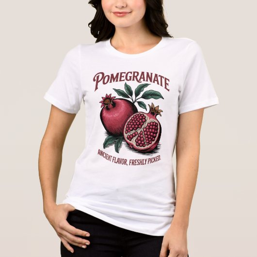  granaatappel illustratie - Oude vrucht Tri-Blend Shirt (Voorkant)