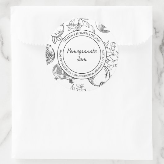 Granaatappel Jam Sketch Modern label (Tas)