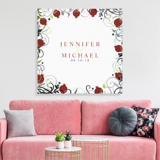 Granaatappel Joodse bruiloft Sign-In Memory Board Canvas Afdruk (Insitu (Woonkamer))
