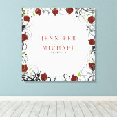 Granaatappel Joodse bruiloft Sign-In Memory Board Canvas Afdruk (Insitu (Houten vloer))