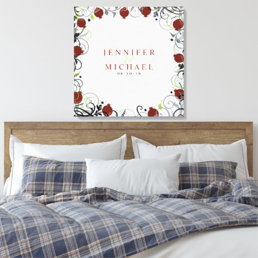Granaatappel Joodse bruiloft Sign-In Memory Board Canvas Afdruk (Insitu (Slaapkamer))