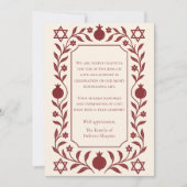 Granaatappel Joodse sympathie begrafenis Shiva Bedankkaart (Voorkant)