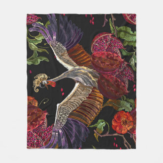 Granaatappel kraan Rozen: borduurwerk kunst Fleece Deken