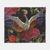 Granaatappel kraan Rozen: borduurwerk kunst Fleece Deken (Voorkant (Horizontaal))