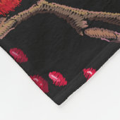 Granaatappel kraan Rozen: borduurwerk kunst Fleece Deken (Hoek)