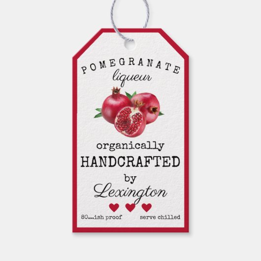 Granaatappel likeurfles Hang Label | Cadeaulabel (Voorkant)