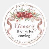 Granaatappel & Lint Trouwfeest Favor Sticker (Voorkant)