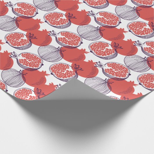 Granaatappel Mode: Naadloze  Patroon Cadeaupapier (Hoek)