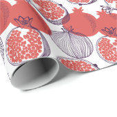 Granaatappel Mode: Naadloze  Patroon Cadeaupapier (Rol Hoek)