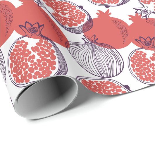 Granaatappel Mode: Naadloze  Patroon Cadeaupapier (Rol Hoek)