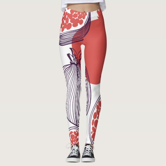 Granaatappel Mode: Naadloze  Patroon Leggings (Voorkant)