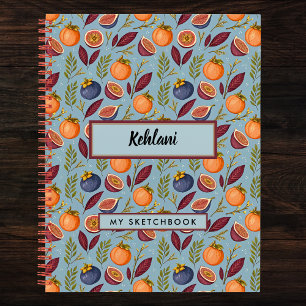 Granaatappel Oranje varen Paarse Dusty Blue Sketch Notitieboek
