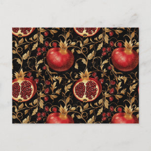 Granaatappel Paradise -Rich Floral Naadloos Patroo Briefkaart