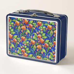 Granaatappel Patroon Donkerblauw en rood Fruit Moz