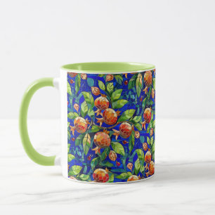 Granaatappel Patroon Donkerblauw en rood Fruit Moz Mok
