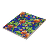 Granaatappel Patroon Donkerblauw en rood Fruit Moz Tegeltje (Zijkant)