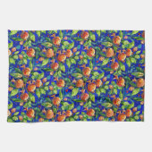 Granaatappel Patroon Donkerblauw en rood Fruit Moz Theedoek (Horizontaal)