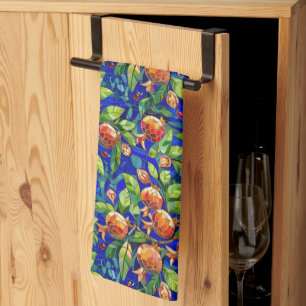 Granaatappel Patroon Donkerblauw en rood Fruit Moz Theedoek