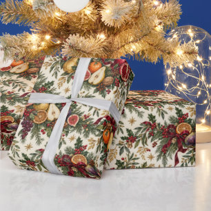 Granaatappel Peer Vijg Botanische Kerst Vrucht Cadeaupapier