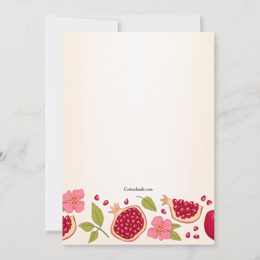 Granaatappel Rosh Hashana Kaart (Achterkant)