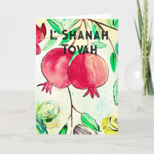Granaatappel Rosh Hashanah Fruit Shana Tova Feestdagen Kaart