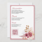 Granaatappel Roze Bloemen Pampas QR Code Bruiloft Kaart (Achterkant)