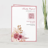 Granaatappel Roze Bloemrijke Pampas QR Code Trouwe (Achterkant)