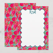 Granaatappel Schilderen Custom Monogram Stationery Bedankkaart (Voorkant / Achterkant)