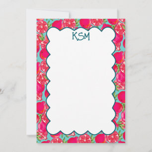 Granaatappel Schilderen Custom Monogram Stationery Bedankkaart