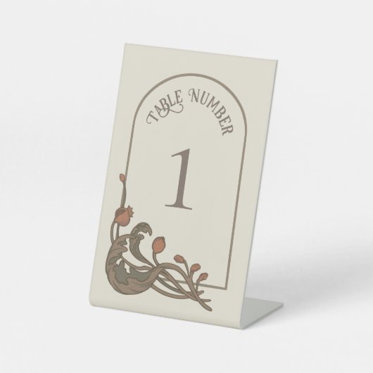 granaatappel tafelnummer reclamebord met voetstuk (Voorkant)