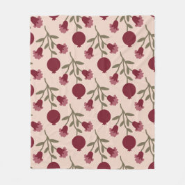 Granaatappel tak met bloemen en vruchten fleece deken