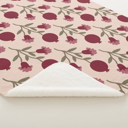 Granaatappel tak met bloemen en vruchten sherpa deken (3/4)