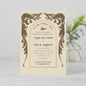 granaatappel uitnodiging, gouden boog folie uitnodiging (Staand Voorkant)