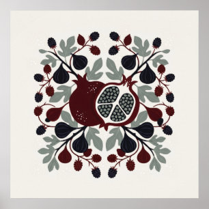 Granaatappel Vijg Braam Botanische Krans Kunst Poster