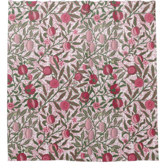 Granaatappel William Morris magenta Douchegordijn (Voorkant)