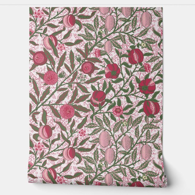 Granaatappel William Morris magenta Wallpaper Behang (Afrollen)