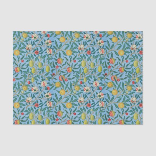 Granaatappel William Morris originele blauwe Tissu Tissuepapier (Voorkant)