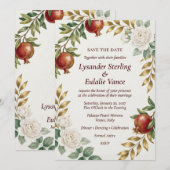 Granaatappel & Witte Roos Elegante Save Kaart (Voorkant / Achterkant)
