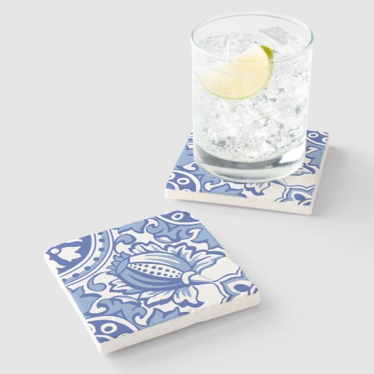 granaatappelbloei stenen onderzetter (Zijkant)