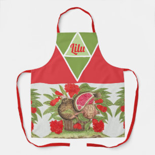 granaatappelbloemen en fruit gepersonaliseerd schort