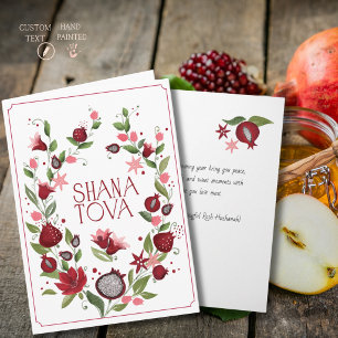 Granaatappelkrans Rosh Hashana Waterverf Feestdagen Kaart