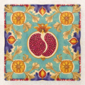 Granaatappelliefde Glazen Onderzetter (Voorkant)